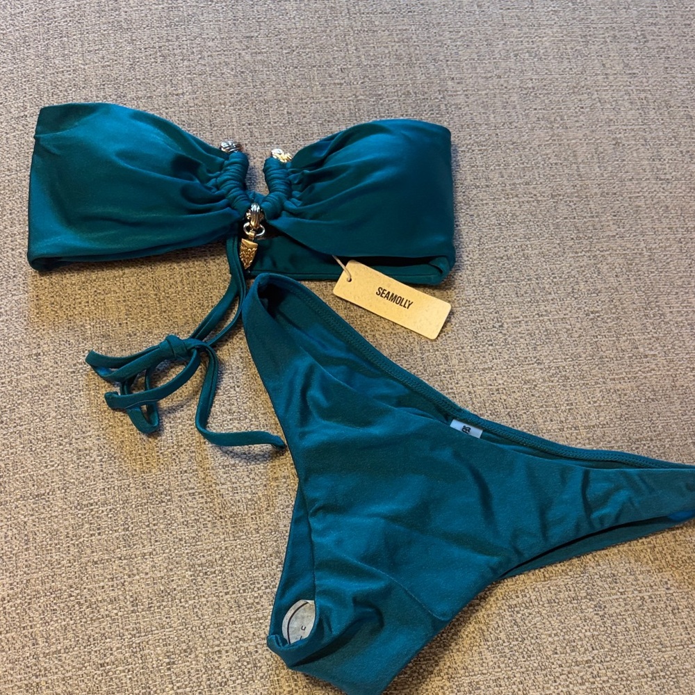 Seamolly Teal Bandeau Bikini Set